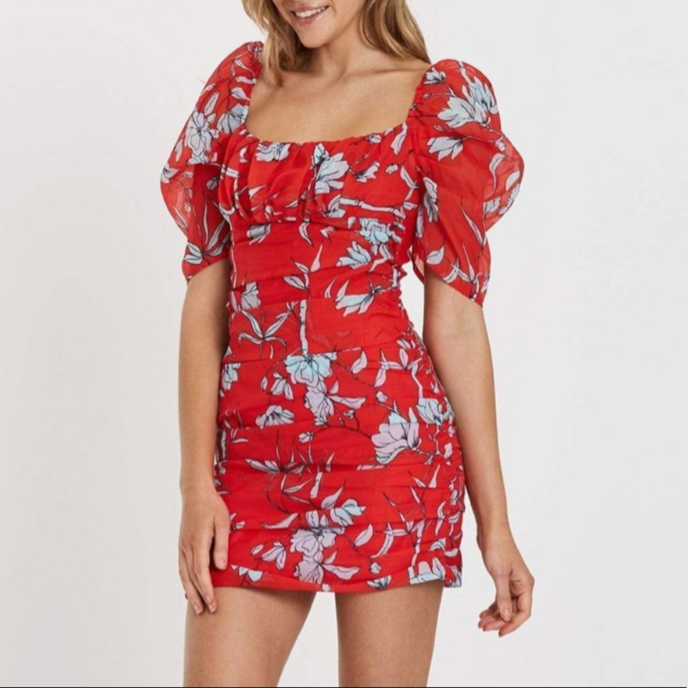 Red floral dress